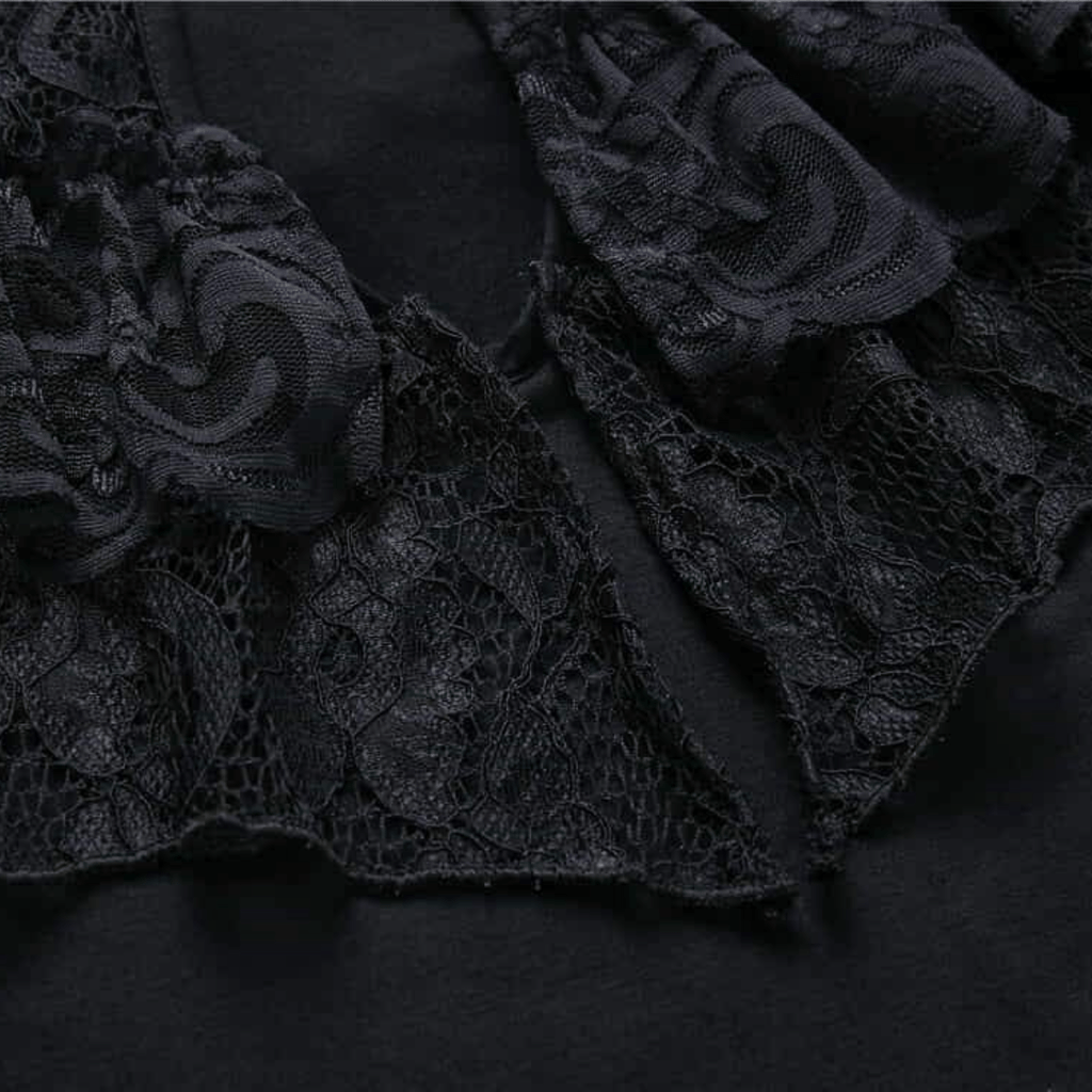 Darkinlove Women's Lace Embellished Short Goth Top