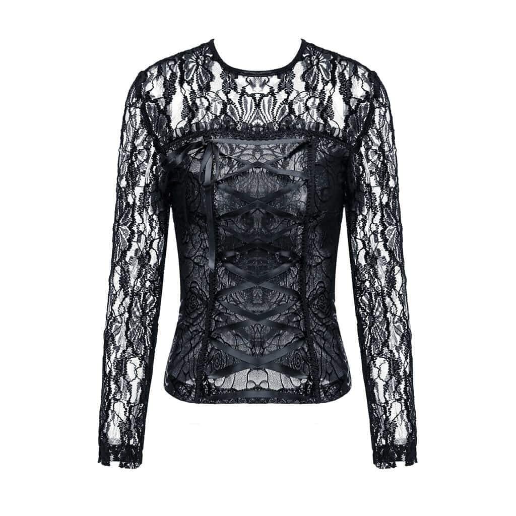 Darkinlove Women's Laced Front Short All Lace Top