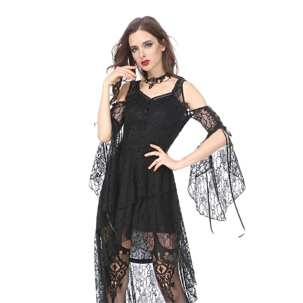 Darkinlove Women's Lave Overlaid Short Black Goth Dress