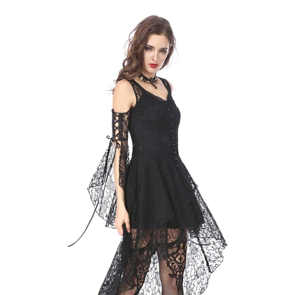 Women's Lave Overlaid Short Black Goth Dress – Punk Design