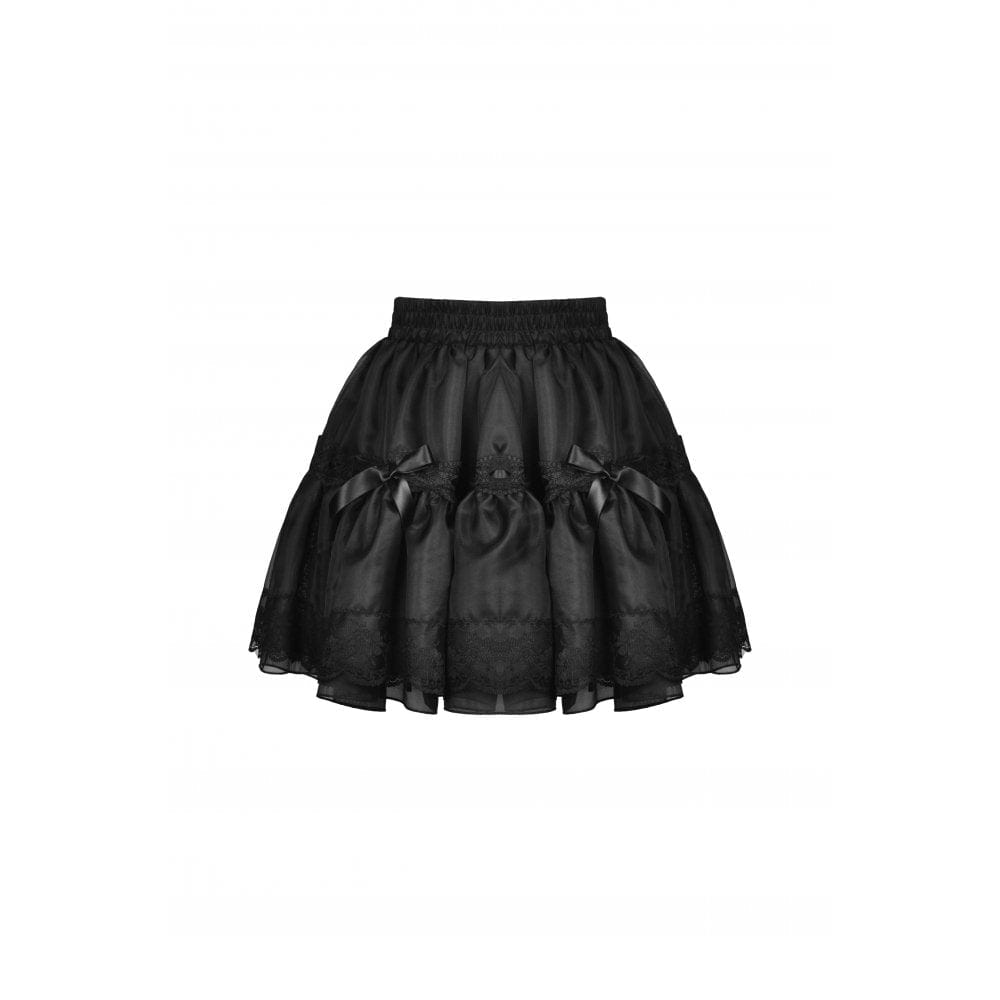 Darkinlove Women's Lolita Bowknot Multilayer Mesh Short Skirt