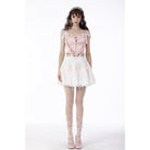 Darkinlove Women's Lolita Bowknot Multilayer Mesh Short Skirt White