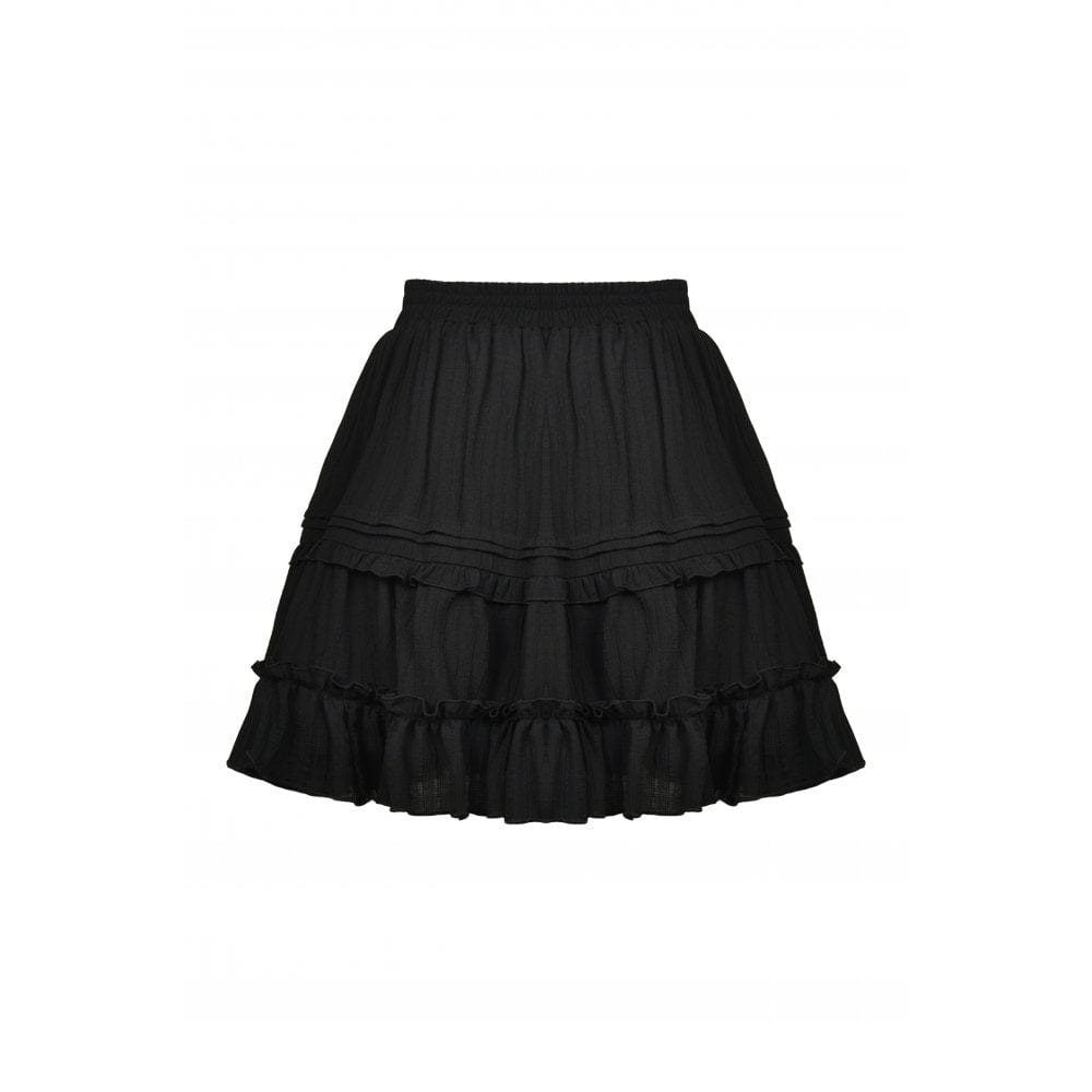 Darkinlove Women's Lolita Bowknot Ruffles Short Skirt