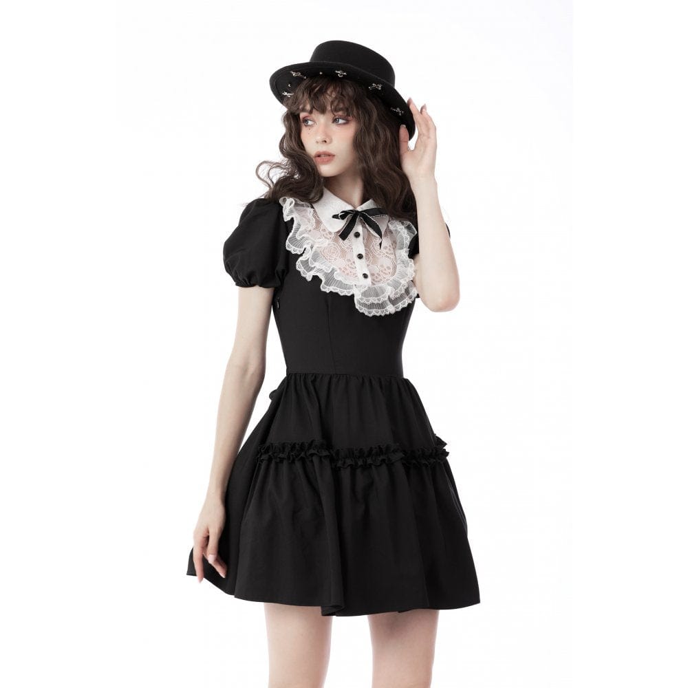 Darkinlove Women's Lolita Floral Lace Maid Dress