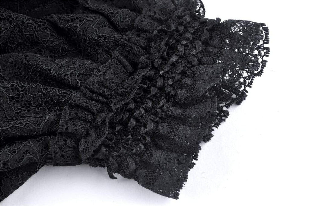 Darkinlove Women's Lolita Lacing Puff Short Sleeved Lace Tops