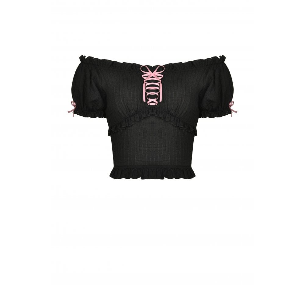 Darkinlove Women's Lolita Off Shoulder Ruffles Top