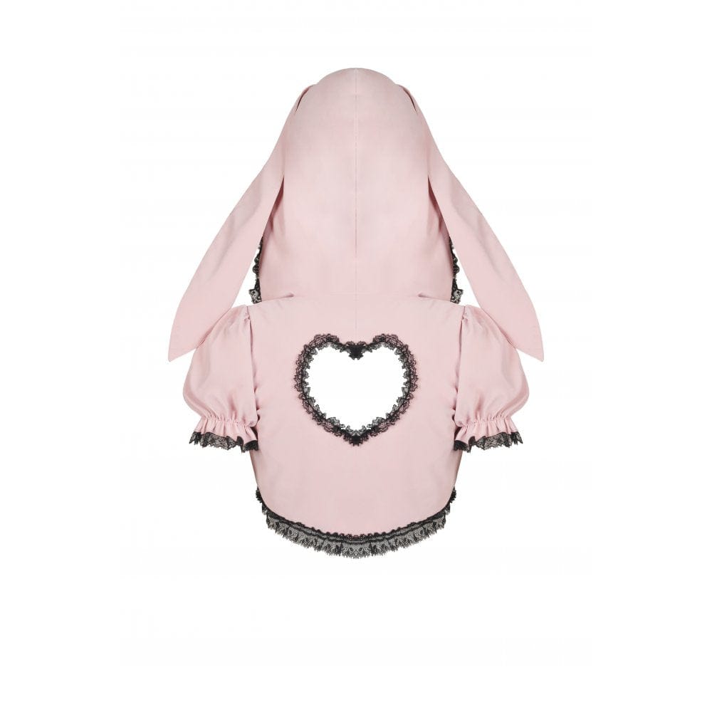 Darkinlove Women's Lolita Pink Cape with Rabbit Ear Hood
