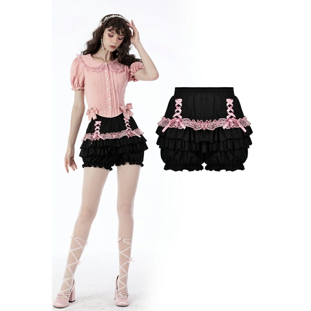 Darkinlove Women's Lolita Pink Princess Lantern Shorts