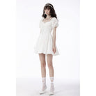 Darkinlove Women's Lolita Square Collar Puff Sleeved Princess Dress Wedding Dress