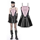 Darkinlove Damen Punk-Unterkleid aus Lackleder in Kontrastfarbe