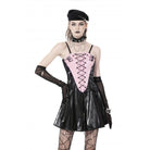 Darkinlove Damen Punk-Unterkleid aus Lackleder in Kontrastfarbe