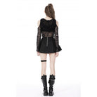 Darkinlove Damen-Punk-Faltenrock mit Cutout und Schnalle