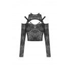 Darkinlove Women's Punk Cutout Off Shoulder Skull Crop Top