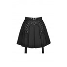 Darkinlove Women's Punk Double Buckles Pleated Skirt