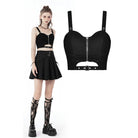 Darkinlove Women's Punk Front Zip Cutout Bustier