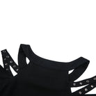 Darkinlove Women's Punk Halterneck Cutout Shoulder Tee With Straps