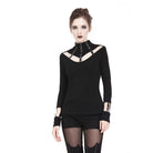 Camiseta Darkinlove de manga larga con cuello alto y tirantes estilo punk para mujer