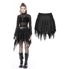 Darkinlove Damen Punk Unregelmäßiger Mesh Splice Drapierter Rock