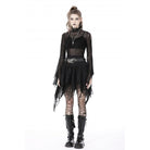 Darkinlove Damen Punk Unregelmäßiger Mesh Splice Drapierter Rock