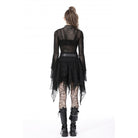 Darkinlove Damen Punk Unregelmäßiger Mesh Splice Drapierter Rock