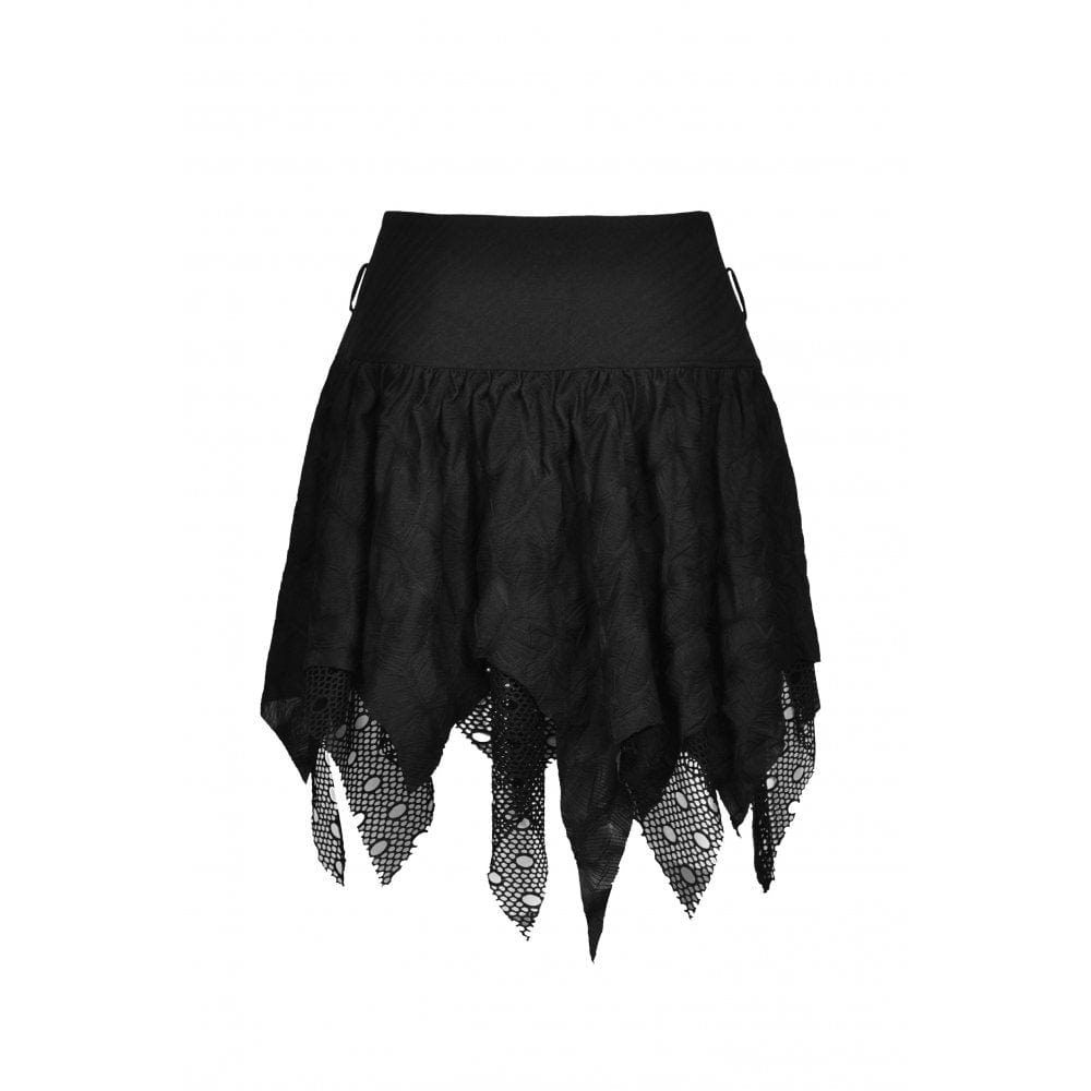 Darkinlove Women's Punk Irregular Mesh Splice Draped Skirt