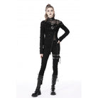 Darkinlove Women's Punk Irregular Ripped Mesh Splice Shirt