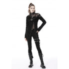 Darkinlove Women's Punk Irregular Ripped Mesh Splice Shirt