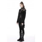 Darkinlove Women's Punk Irregular Ripped Mesh Splice Shirt