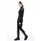 Darkinlove Women's Punk Irregular Ripped Mesh Splice Shirt
