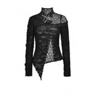 Darkinlove Women's Punk Irregular Ripped Mesh Splice Shirt
