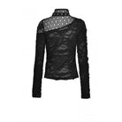 Darkinlove Women's Punk Irregular Ripped Mesh Splice Shirt