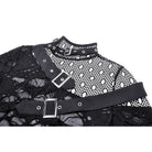 Darkinlove Women's Punk Irregular Ripped Mesh Splice Shirt