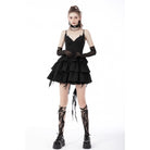 Darkinlove Women's Punk Little Devil Multilayer Slip Dress