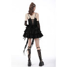 Darkinlove Women's Punk Little Devil Multilayer Slip Dress