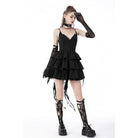 Darkinlove Women's Punk Little Devil Multilayer Slip Dress