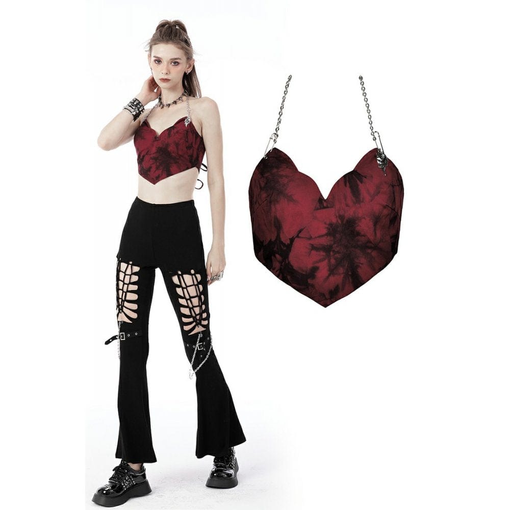 Darkinlove Women's Punk Love Heart Tie-Dye Bustier