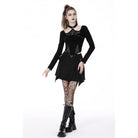 Darkinlove Women's Punk Mesh Splice Halterneck Crop Top