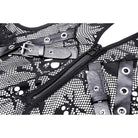 Darkinlove Women's Punk Off Shoulder Skull Mesh Shirt with Hood