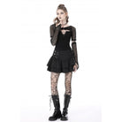Darkinlove Women's Punk Plunging Mesh Splice Shirt with Oversleeves