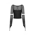 Darkinlove Women's Punk Plunging Mesh Splice Shirt with Oversleeves