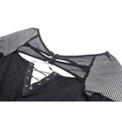 Darkinlove Women's Punk Plunging Mesh Splice Shirt with Oversleeves