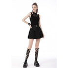 Darkinlove Women's Punk Rock Cutout Short Sleeved Mesh Top