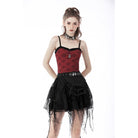 Darkinlove Women's Punk Rock Ripped Mesh Short Skirt