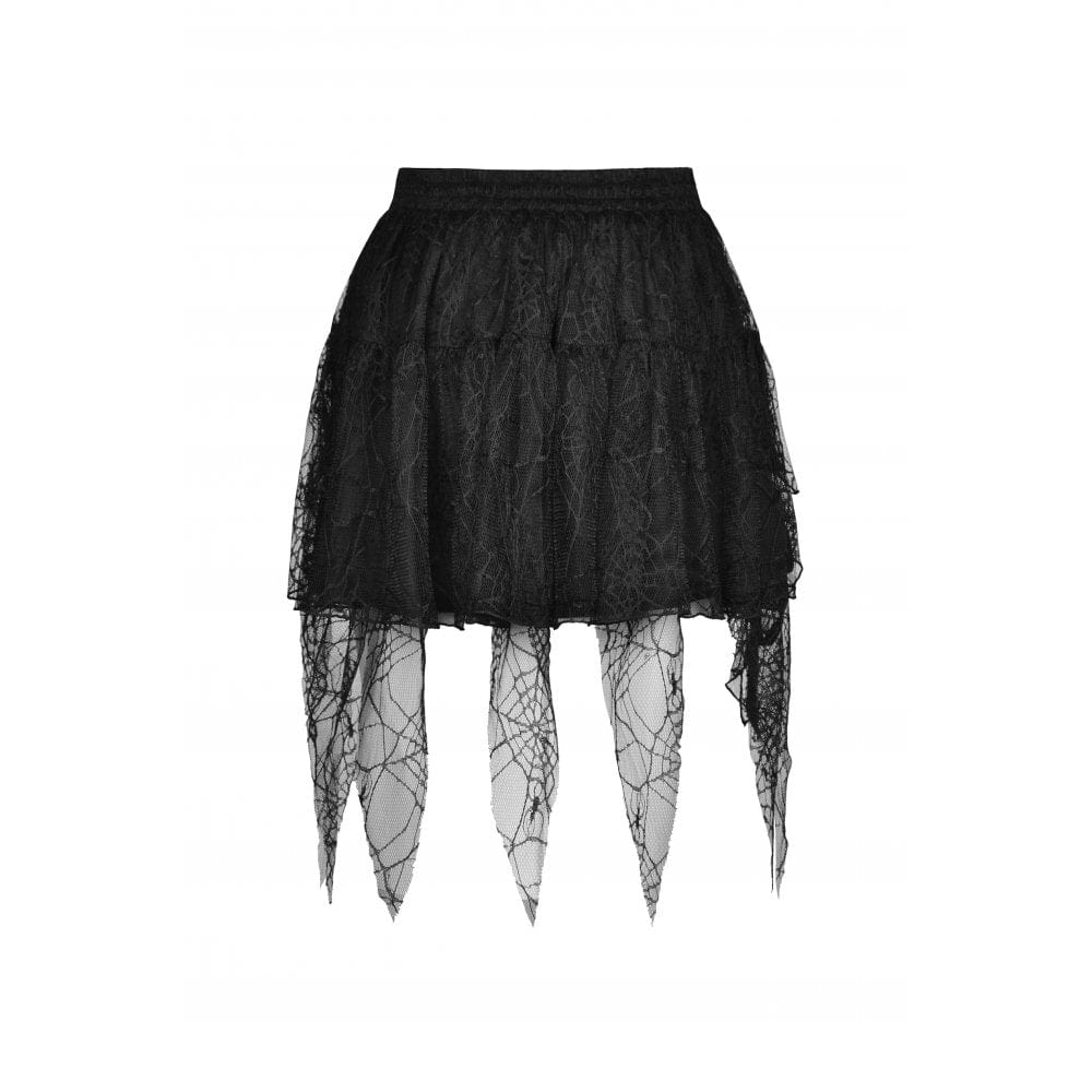 Darkinlove Women's Punk Rock Ripped Mesh Short Skirt