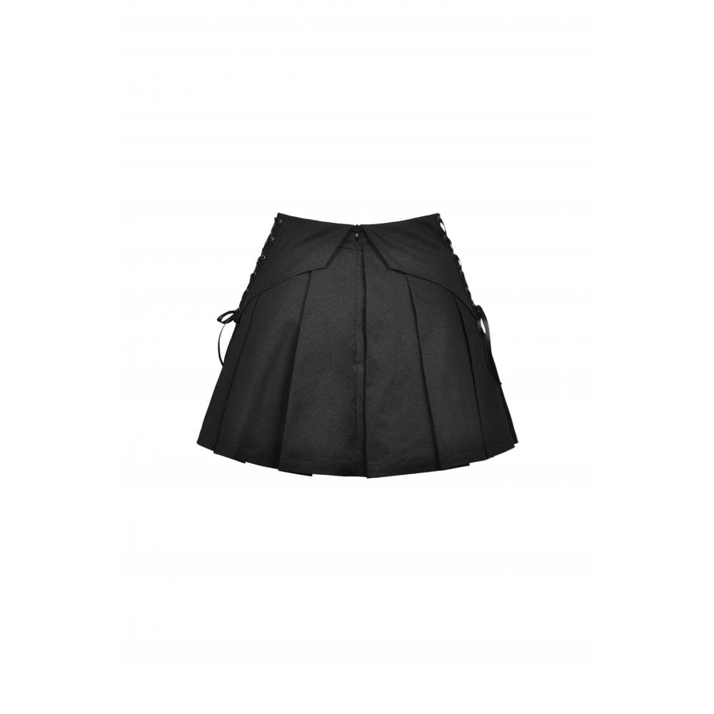 Women's Punk Rock Straps Short Pleated Skirt – Punk Design