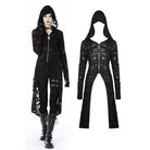 Darkinlove Damen Punk Split Ripped Coat mit Kapuze