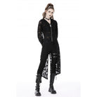 Darkinlove Damen Punk Split Ripped Coat mit Kapuze