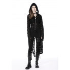 Darkinlove Damen Punk Split Ripped Coat mit Kapuze