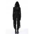 Darkinlove Damen Punk Split Ripped Coat mit Kapuze