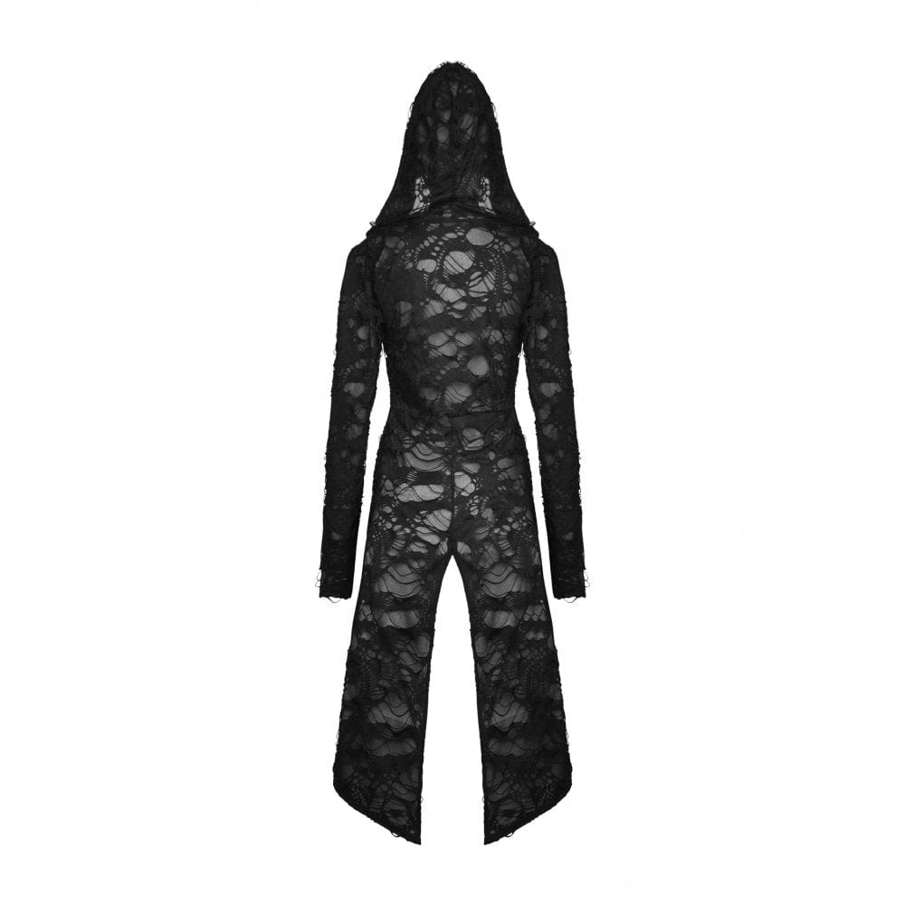 Darkinlove Women's Punk Split Ripped Coat with Hood